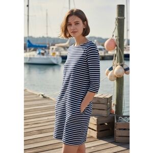 Garnet Hill Navy White Striped Knit Shirt Dress Size 10